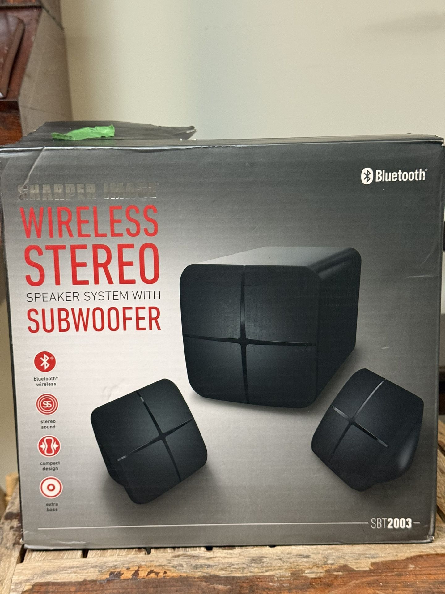 Wireless stereo subwoofer sharper image bluetooth sb2003