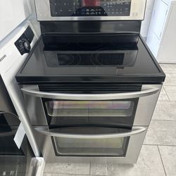 Lg 30 Inch Freestanding Electric Double Oven Range 5 Element 4.4 Cu.ft Convection Oven With Self Clean Stainless Steel 