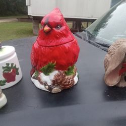  Beautiful Red Bird For Christmas Cookie Jar