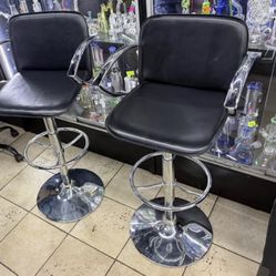 Black Bar Stools with Chrome Bases
