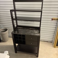 Bar / Bookshelf With Storage And Wine Rack 