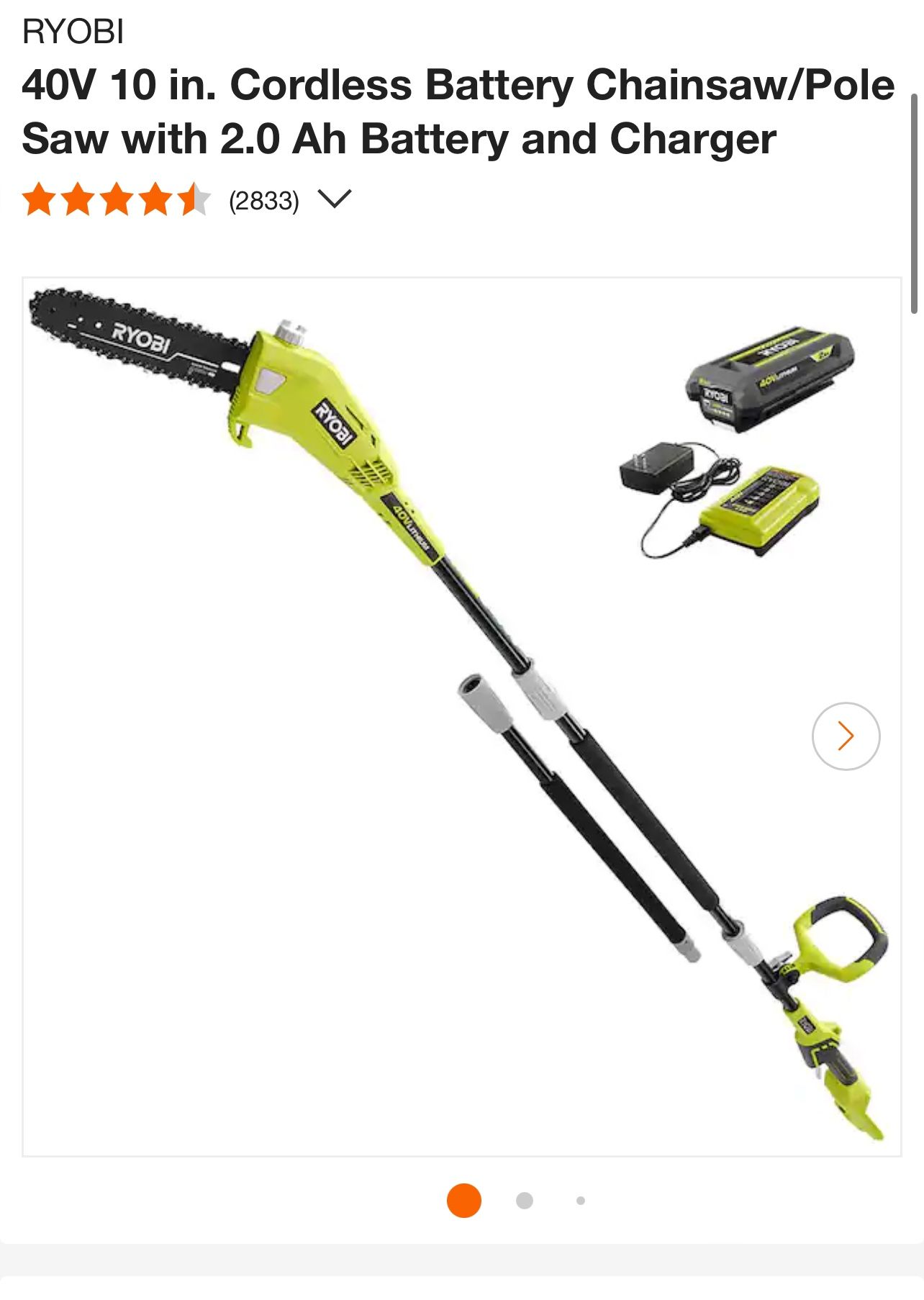 Ryobi Chainsaw Pole Saw Battery And Charger 