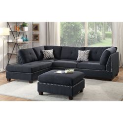 Black Sectional Sofa With Ottoman 