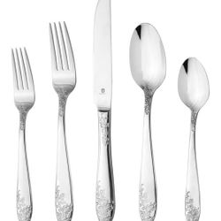Danialli 80 Pc Modern Silverware Set, 18/10 Stainless Steel Flatware, Mirror Finish, Dishwasher Safe, Elegant Cutlery for Home and Dining