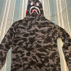 Bape zip up in black and grey