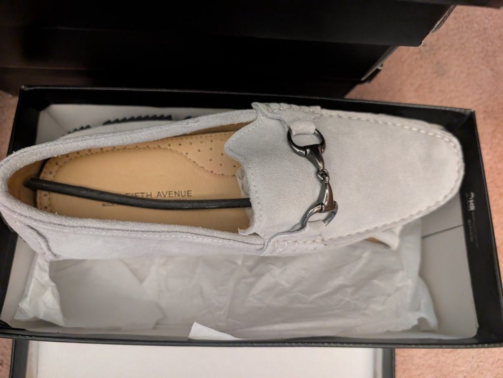 Saks Fifth Avenue Men's White Suede Loafer