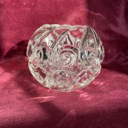 Antique 5.25” Glass Rose Bowl Double Snail 