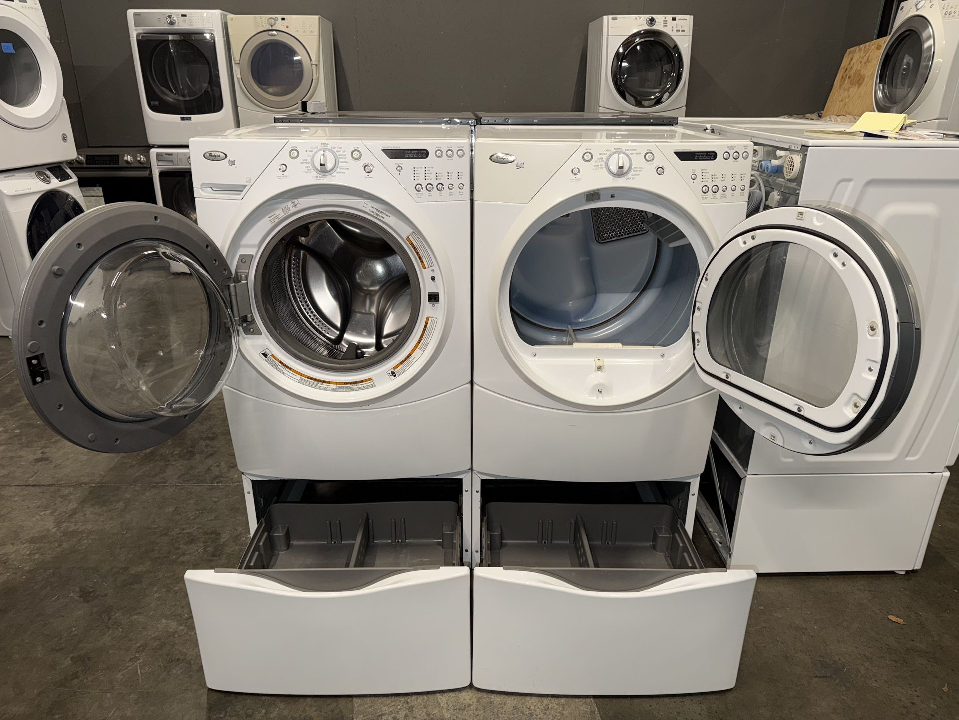 WHIRLPOOL XL CAPACITY WASHER DRYER ELECTRIC SET 