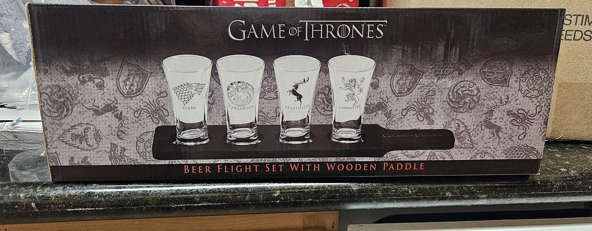 Game Of Thrones Beer Flight Set With Wooden Paddle