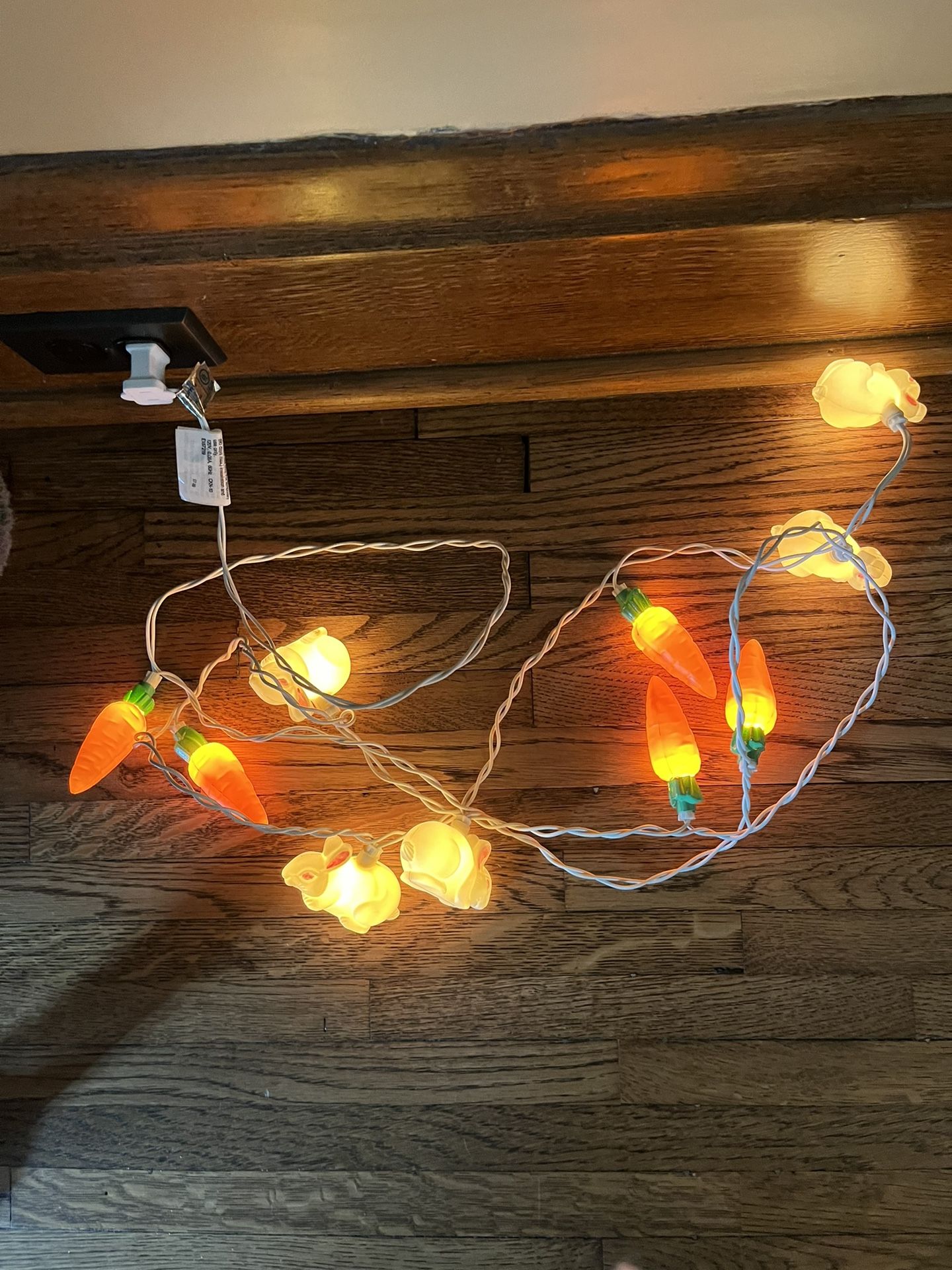 Vintage Set Of Blow Mold Easter Bunny & Carrot String Lights