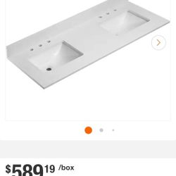 ✨️ YASINU 72 in. W x 22 in. D Quartz White Rectangular Double Sinks Bathroom Vanity Top in White  W7924