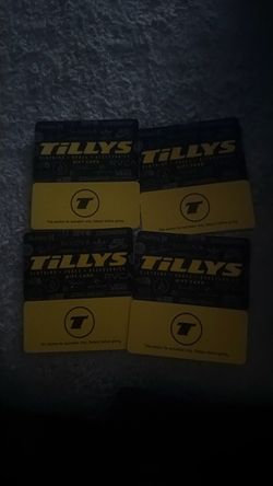4 Tilly’s gifts cards, each 50$- 200$ in total