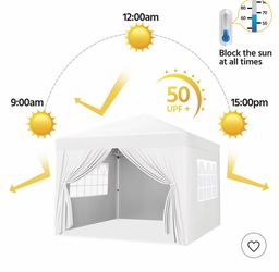 10x10 Pop Up Canopy Tent with Window Sidewalls, Easy up Canopy Vendor Tent with 400D Oxford Fabric for Patio Backyard Vendor Outdoor Events,