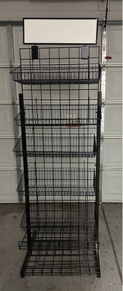 Commercial Black Metal Wire Display Rack with Sign Header- 5 available -Make an offer -leaving AZ 9/18