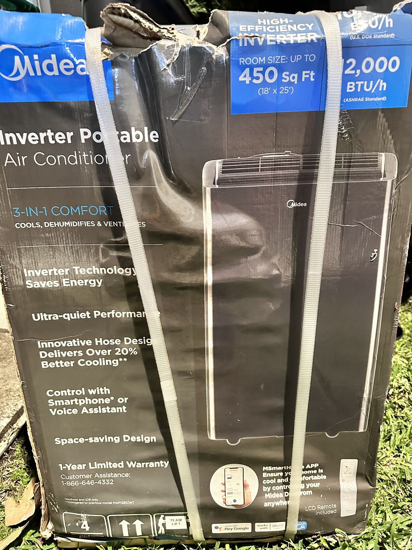 Midea Duo 14,000 BTU High Efficiency Inverter Ultra Quiet Portable Air Conditioner.