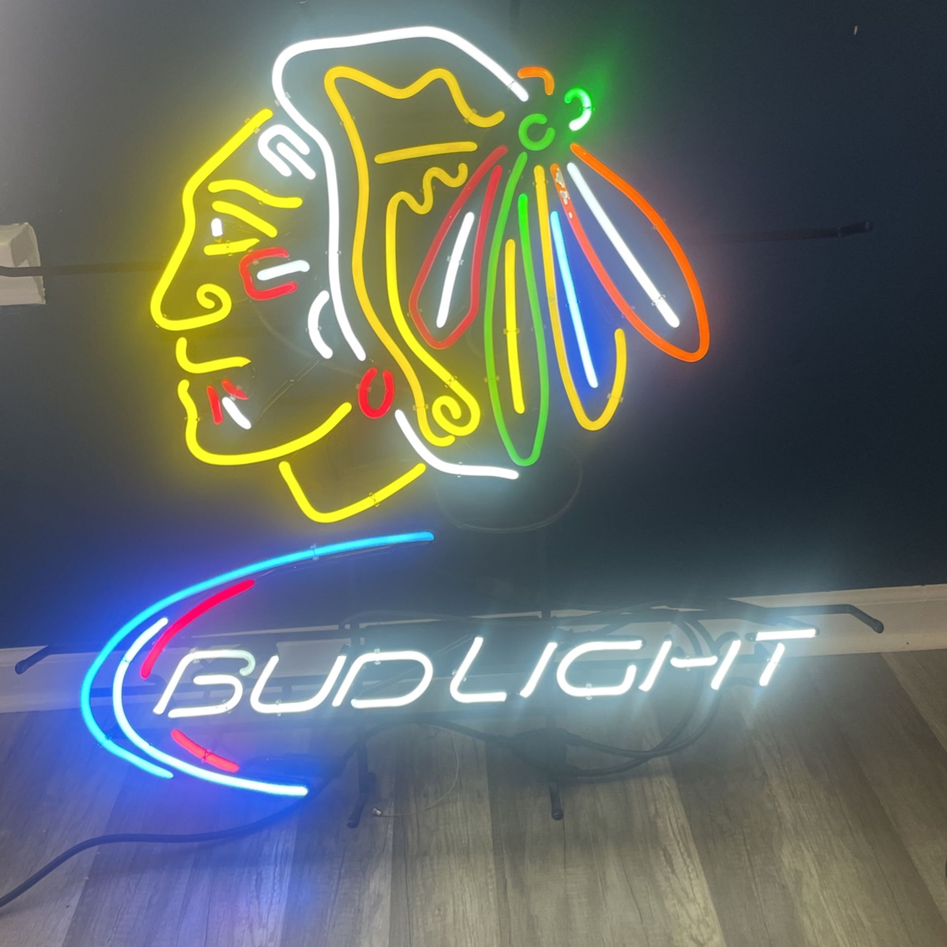 Blackhawks Bud light Neon Sign