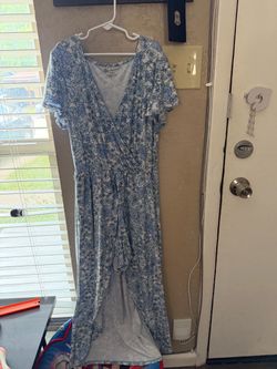 Blue and white flower wedding dress