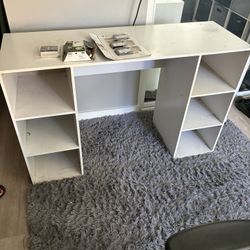 White wood desk