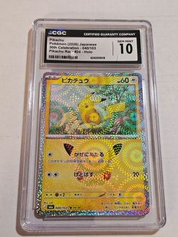 Pikachu Holo CGC 10 Gem Mint Pokemon Card