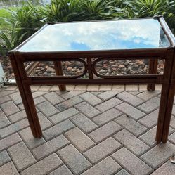 Bamboo And Glass End Table