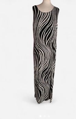 Black and Silver Wave Print Maxi Dress
