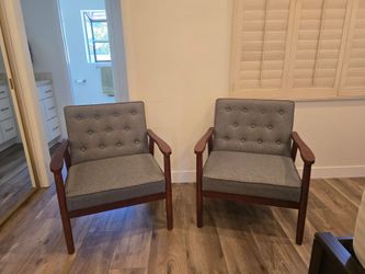 Gray cloth arm chairs