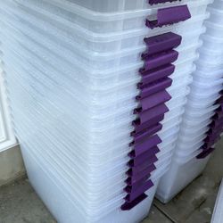 Storage Bins with Lids, Clear (Pack of 20)