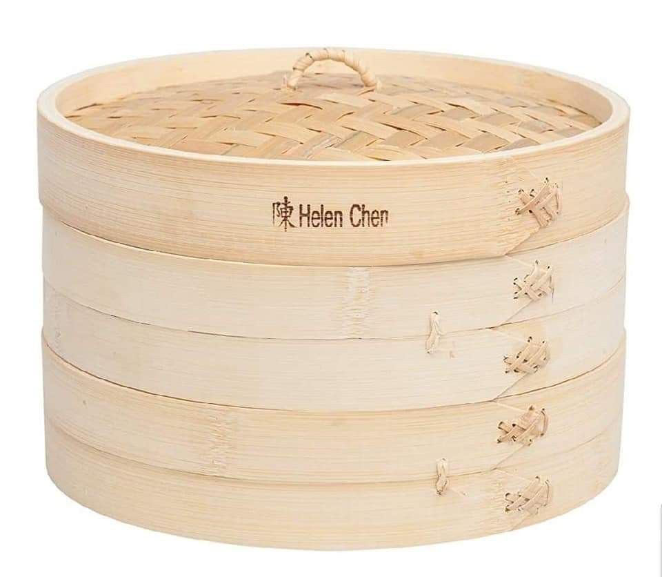BRAND NEW WITH TAGS Asian Kitchen Food Steamer with Lid, 10-Inch, Natural Bamboo. Has 2 layers and fits over a 12" Stir Fry Pan.
