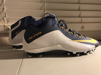 NEW Alpha White/Navy/Yellow Hightop Football Cleats (S:13) BOX INCLUDED. GREAT HOLIDAY GIFT!