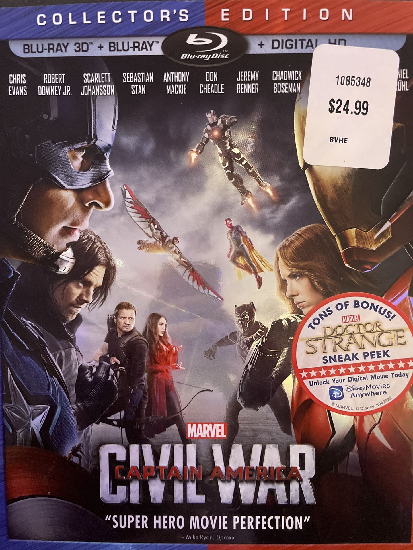 Marvel CAPTAIN AMERICA Civil War (3D Blu-Ray + Blu-Ray + Digital-2016)