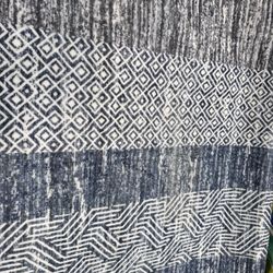 Modern 9’ x 12’/blue,light and dark gray and white/washable Area Rug – Soft, Non-Slip, Low Pile