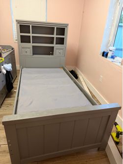 Twin grey bed frame