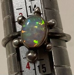 Vintage Sterling Silver Ring, Nice Turtle with Opal Stone Design, Size 3 1/2 Nice Design, Quality, Jewelry, Accessory, Stamped 925, Clothing, 1138, En