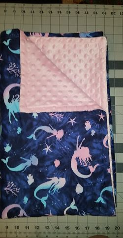 Handmade Minky Mermaid toddler blanket