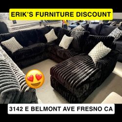 NEW BLACK U SHAPED SECTIONAL AMERICAN MADE 