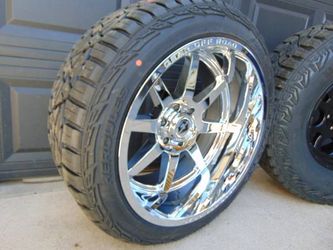 4 New 22X12 Chrome Gear Offroad Rims &  285 45 22 TIS R/T Tires 6X5.5 -44MM Offset