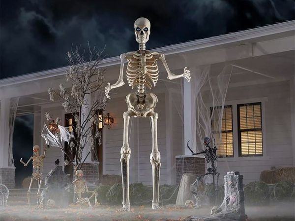 12 Foot FT Tall Giant Skeleton W/ Animated LCD Eyes Halloween Prop Sold