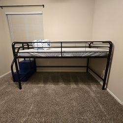 Twin Loft Bed w/ Mattress + Shark Bedding – CLEAN – $120 OBO (Today Only)