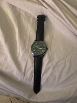 Black Leather Strap Watch