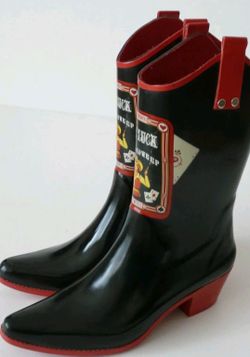 NOMAD Yippy Lady Luck Rain Mud Cowboy Western Boots Black Red Size 9 NWOT