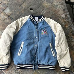 Vintage Disney denim bomber varsity jacket