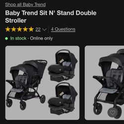 Double Stroller With Car Seat & Base