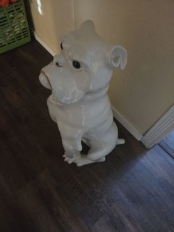Ceramic White Bulldog Statue