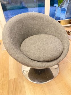 West Elm Round Tub Chair with Chrome Pedestal Base