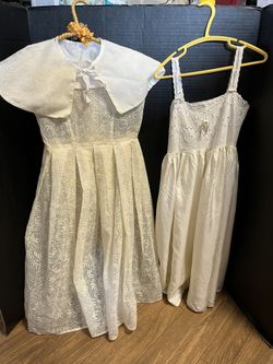 Vintage Flower Girl Dress With Cape And Slip  Guaranteed To Be 65 Years Old