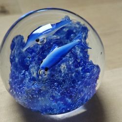 Vintage Murano Italy Dolphin Fish Paperweight

