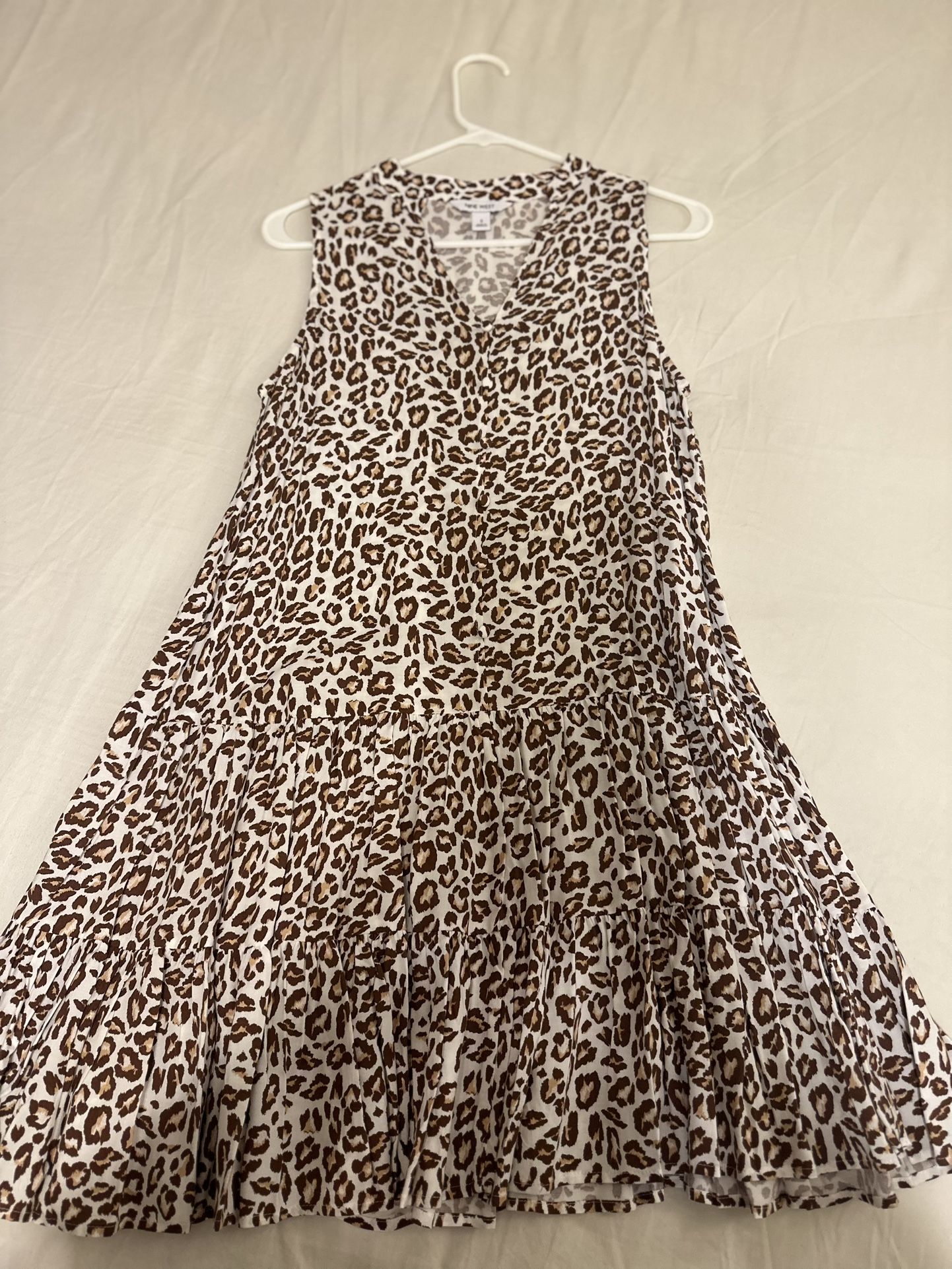 Women Leopard Print Sleeves Dress 