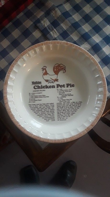 Pie Plate With Watkins Chicken Pot Pie Recipe