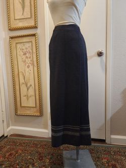 Charcoal Gray Wool Blend Maxi Half Wrap (Faux) Pencil Skirt Eddie Bauer, Size 4
