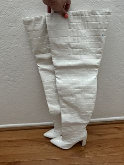 Women’s Thigh High Point Block Heel Boots